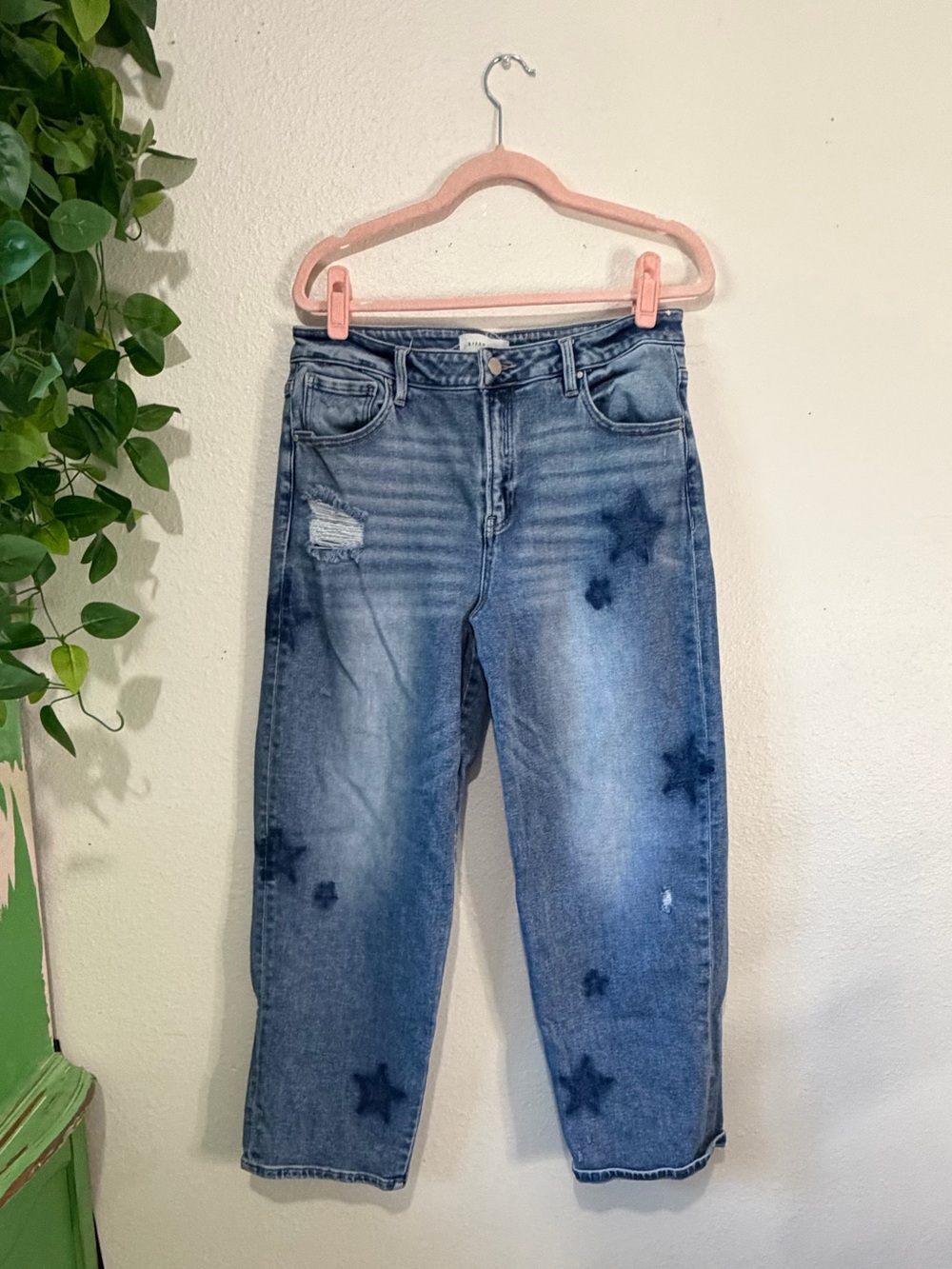 Risen Mid Rise Boyfriend Star Shadow Jeans 13 Blue Baggy